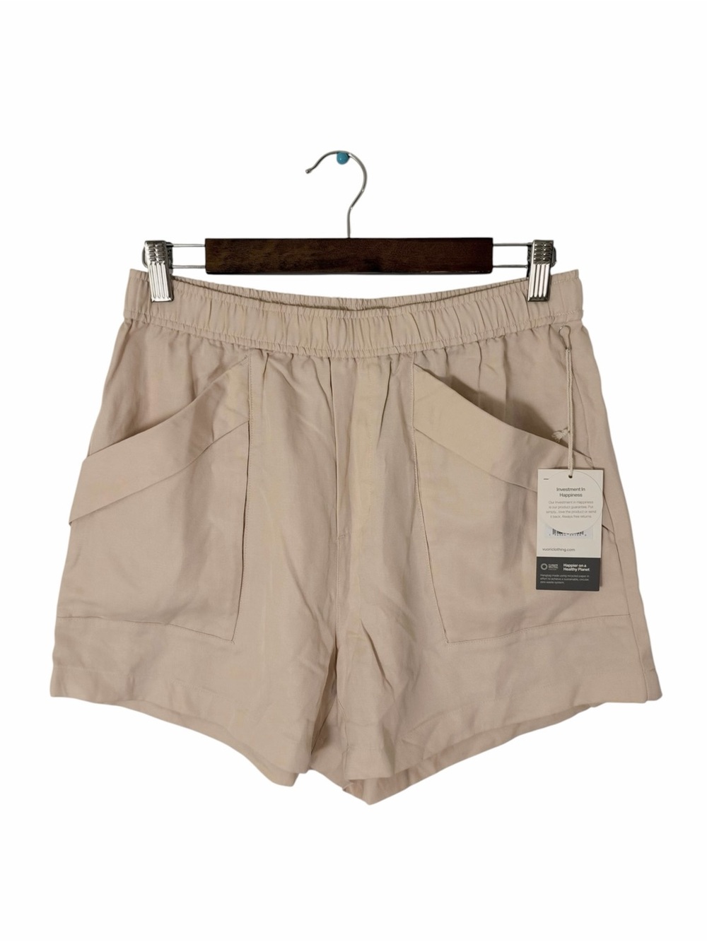 NWT Vuori Trestles Twill Tie Linen Blended Short in Sand Dollar Small